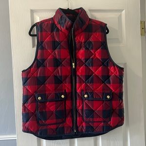 J Crew Plaid Vest - Red and blue